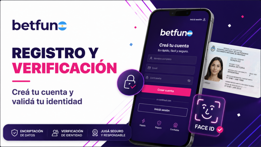 Registro en Betfun Argentina con validación de identidad, formulario seguro y verificación de la cuenta