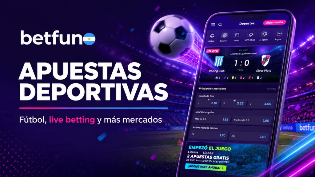 Apuestas deportivas de Betfun con fútbol, live betting, cuotas en vivo y mercados deportivos