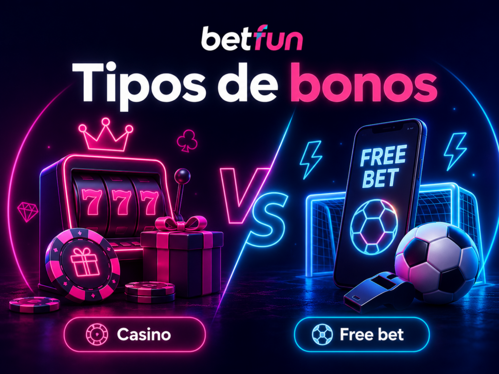 Comparación de bonos Betfun para casino y free bets deportivas con slots, regalo, balón y apuestas