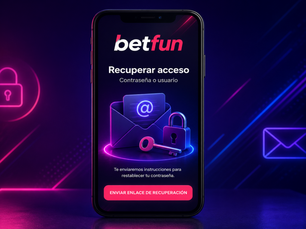 Recuperación de acceso en Betfun con email, usuario, contraseña y enlace de restablecimiento