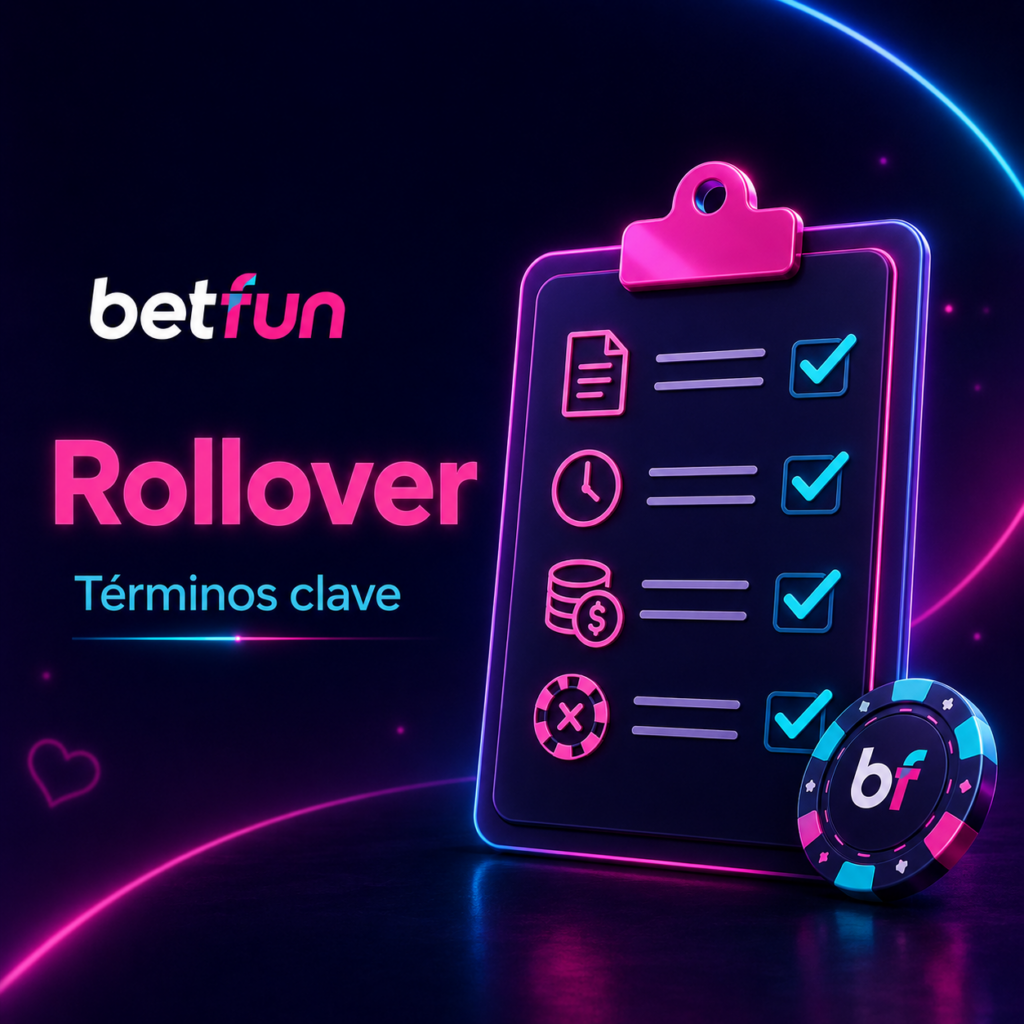 Rollover y términos clave de bonos Betfun con lista de condiciones, vigencia, apuestas y juegos elegibles