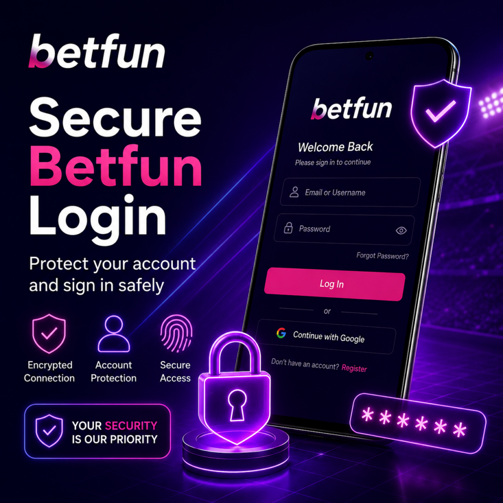 Secure Betfun login screen with password and account protection features