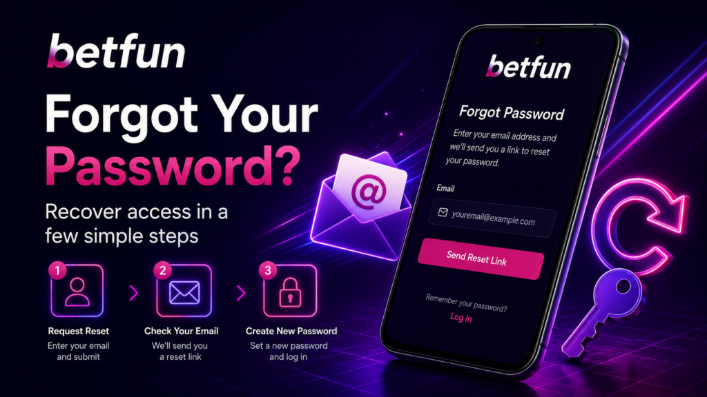 Betfun password recovery process using a registered email address